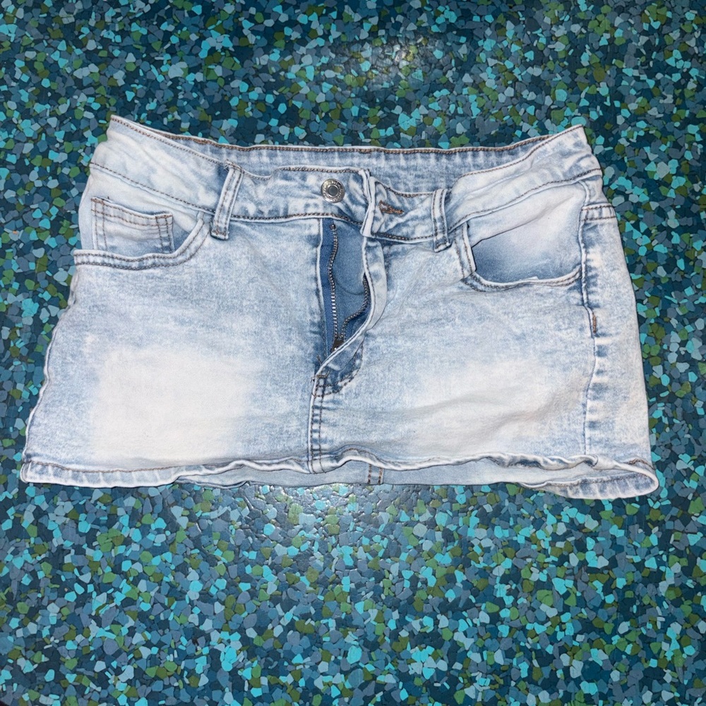 Never Worn SHEIN Light Blue Acid Wash Denim Mini Skirt